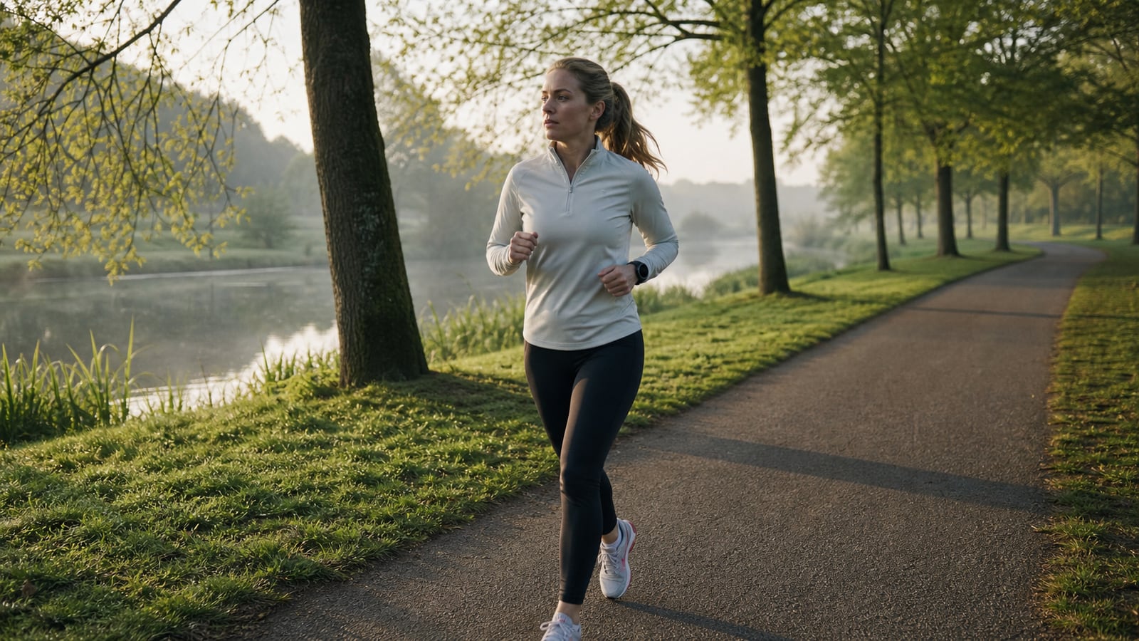 Beginnende hardloper volgt een rustig opbouwschema in het park